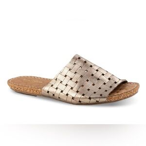 Klub Nico Women’s‎ Gratzie Gold Woven Sandals Flat Sole Slip On Leather Size 7